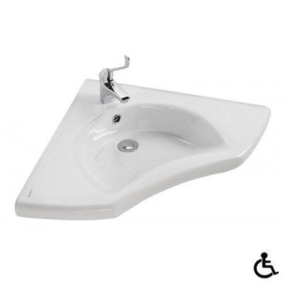 Lavabo porcelaine vitrifiée NEW WCCARE blanc d'angle 62x62x15.5 cm