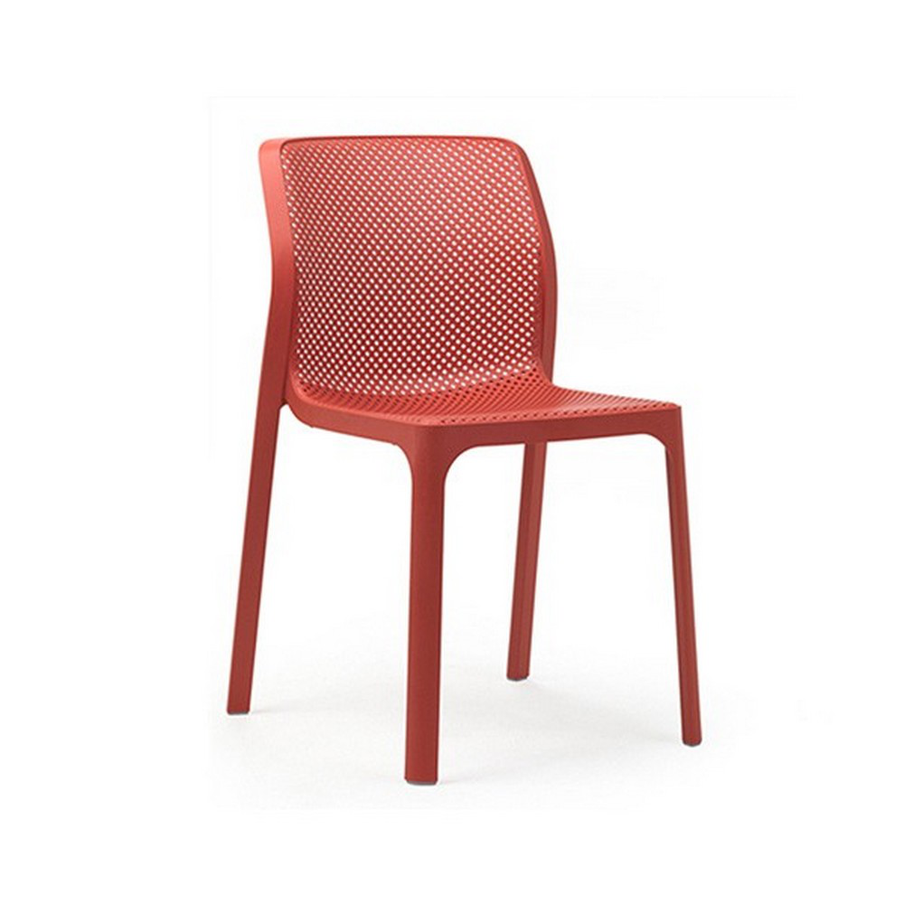 Pack de chaises avec protections pour le sol couleur rouge fabriquées en  métal et tissu Antibes CLP - Habitium®