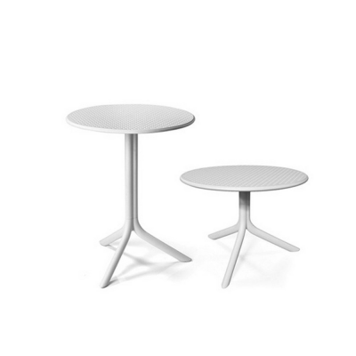 Table polypropylène et fibre de verre traité anti UV STEP Blanc double hauteur 76-40x60 cm