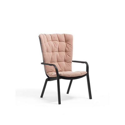 FAUTEUIL FOLIO ANTHRACITE + COUSSIN ROSE
