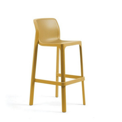 Tabouret polypropylène et fibre de verre traité anti UV NET Jaune senape avec patins anti-dérapants 101x49x52 cm