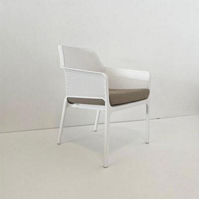 Chaise polypropylène et fibre de verre traité anti UV NET RELAX Blanc avec assise Gris 86x67x71 cm