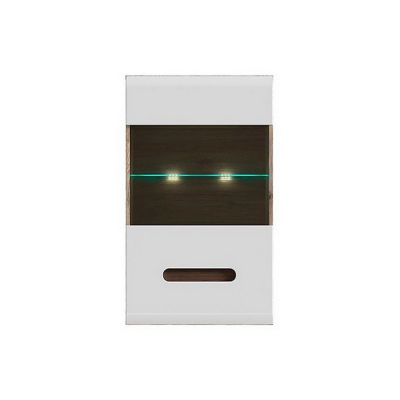 ARMOIRE VITREE SUSPENDUE AZTECA TRIO 1PORTE CHÊNE SAN REMO/BLANC BRILLANT