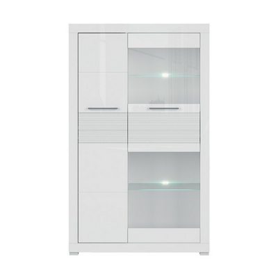 ARMOIRE VITREE FLAMES 2PORTES BLANC BRILLANT
