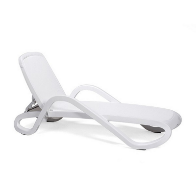 Chaise longue polypropylène et fibre de verre traité anti UV ALFA Blanc/ Blanc 85x170-194,5x71 cm.