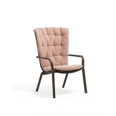 Fauteuil fibre de verre FOLIO Tabacco avec coussin Rose 113-106-72x81-92 cm