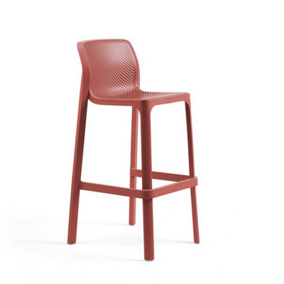 Tabouret polypropylène et fibre de verre traité anti UV NET Rouge corallo avec patins anti-dérapants 101x49x52 cm