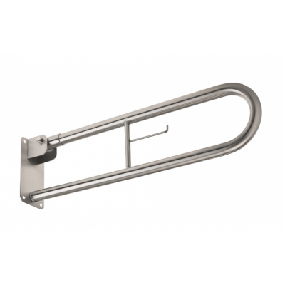 Appui rabattable 80 New Wccare avec porte papier inox brossé