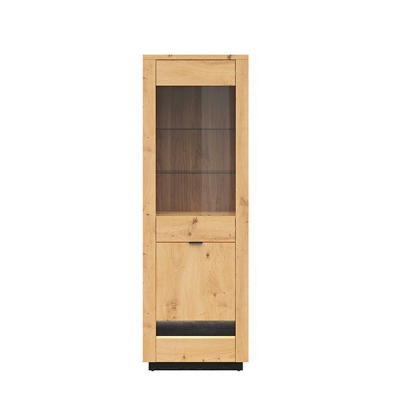 ARMOIRE VITRÉE OSTIA 2PORTES CHÊNE ARTISAN/CHÊNE NOIR