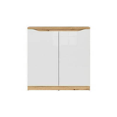 COMMODE NUIS 2PORTES CHÊNE WOTAN/BLANC BRILLANT