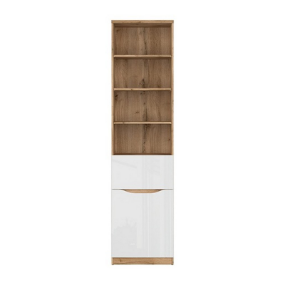 BIBLIOTHÈQUE NUIS 1PORTE 1TIROIR CHÊNE WOTAN/BLANC BRILLANT
