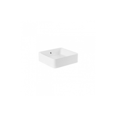 Vasque à poser sans trou pour robinet céramique SANLIFE blanc carré 40x40 cm