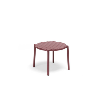 Table polypropylène et fibre de verre traité anti-UV DOGA Rouge marsala avec patins anti-dérapants diamètre 50 cm