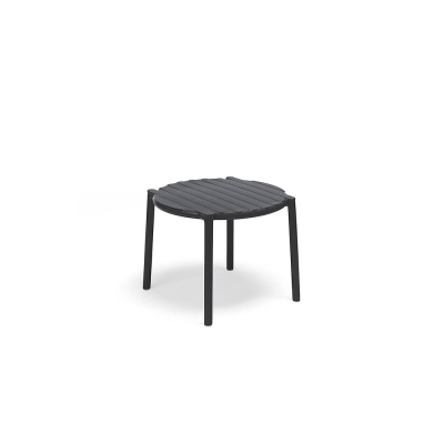 Table polypropylène et fibre de verre traité anti-UV DOGA Antracite avec patins anti-dérapants diamètre 50 cm