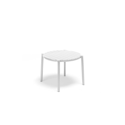 Table polypropylène et fibre de verre traité anti-UV DOGA Blanc avec patins anti-dérapants diamètre 50 cm