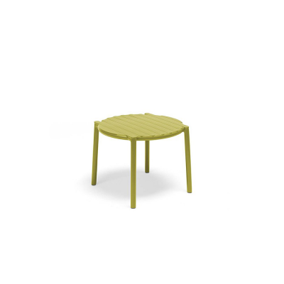 Table polypropylène et fibre de verre traité anti-UV DOGA Jaune Pera avec patins anti-dérapants diamètre 50 cm
