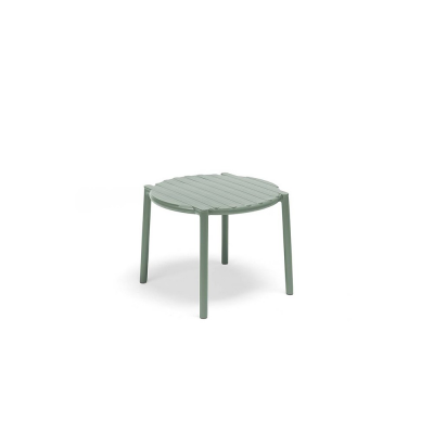 Table polypropylène et fibre de verre traité anti-UV DOGA Vert menta avec patins anti-dérapants diamètre 50 cm