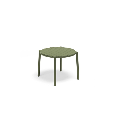 Table polypropylène et fibre de verre traité anti-UV DOGA Vert agave avec patins anti-dérapants diamètre 50 cm
