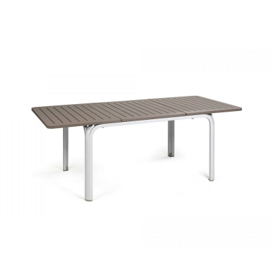 Table DurelTOP en polypropylène traité anti-UV ALLORO Blanc/Tortora extensible 73x140-210x100 cm