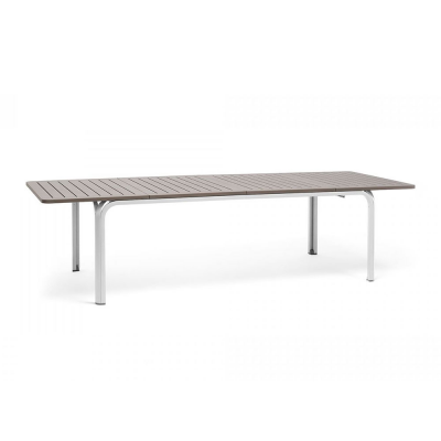 Table DurelTOP en polypropylène traité anti-UV ALLORO Blanc/Tortora extensible 73x210-280x100 cm