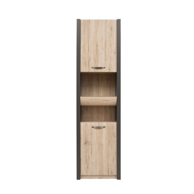 Bibliothèque EXECUTIVE gris tungstène/ chêne san remo clair 2 portes 1 tiroir 220/60 cm