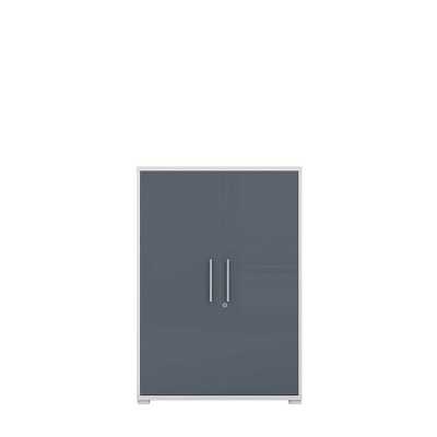 Bibliothèque OFFICE LUX gris clair/ graphite 2 portes 114/80 cm