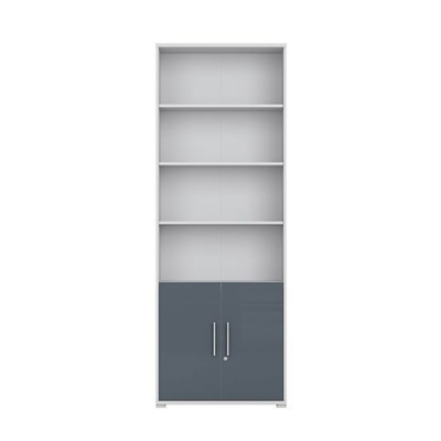 Bibliothèque OFFICE LUX gris clair/ graphite 2 portes 220/80 cm
