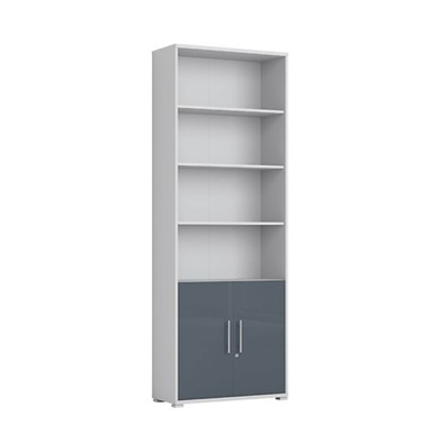 Bibliothèque OFFICE LUX gris clair/ graphite 2 portes 220/80 cm