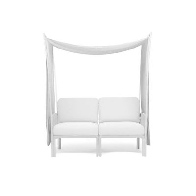 Pare soleil polypropylène et fibre de verre traité anti UV KOMODO 2 places Blanc avec voilage 187x165x92 cm