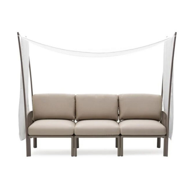 Pare soleil polypropylène et fibre de verre traité anti UV KOMODO 3 places Tortora avec voilage 187x165x92 cm