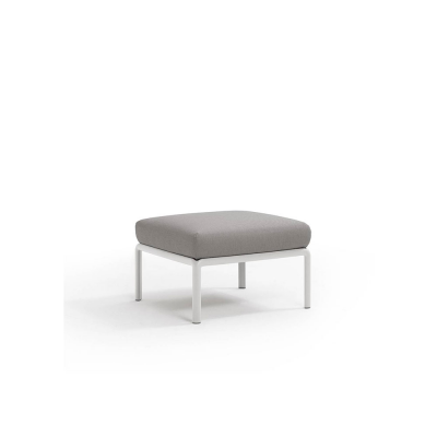Pouf polypropylène et fibre de verre traité anti UV KOMODO Blanc avec coussin Grigio 47x72x72 cm