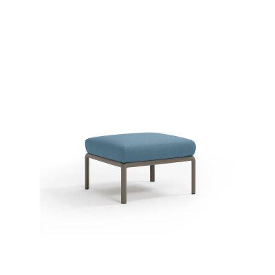 Pouf polypropylène et fibre de verre traité anti UV KOMODO Tortora avec coussin Bleu Adriatic Sunbrella 47x72x72 cm