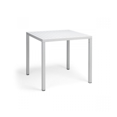 Table DurelTOP en polypropylène traité anti-UV CUBE Blanc empliable 75x80x80 cm