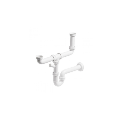 Siphon en U pour évier RENO blanc 1 cuve et 1/2
