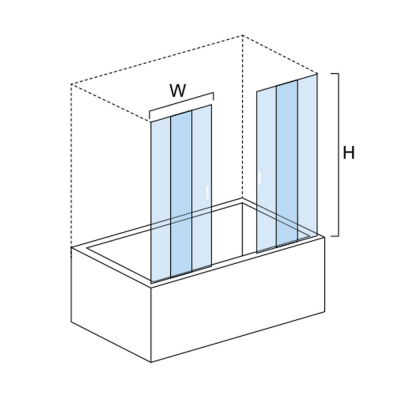 Porte verre trempé et aluminium CRISTAL VERSUS chromé pour baignoire 170x140 cm