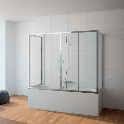 Porte pour baignoire CRISTAL VERSUS en verre trempé/ aluminium chromé 170x140 cm