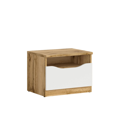 Table de nuit NUIS chêne wotan/blanc brillant 1 tiroir