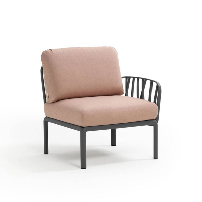 Module d'extrémité polypropylène et fibre de verre traité anti UV KOMODO Antracite/ Rose 1 place révisible 88x72x78