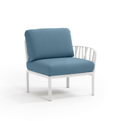 Module d'extrémité polypropylène et fibre de verre traité anti UV KOMODO Blanc/ Bleu Adriatic Sunbrella 1 place révisible 88x72x