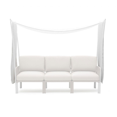 Pare soleil polypropylène et fibre de verre traité anti UV KOMODO 3 places Blanc avec voilage 187x165x92 cm