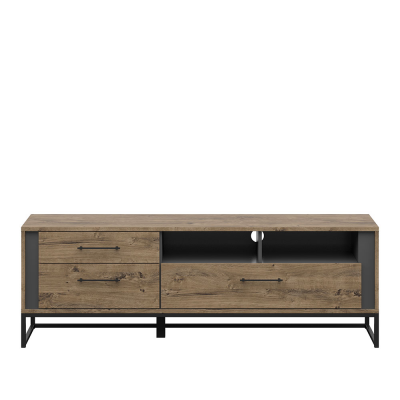 Meuble TV LUTON graphite/ marron chêne ribbeck marron 3 tiroirs