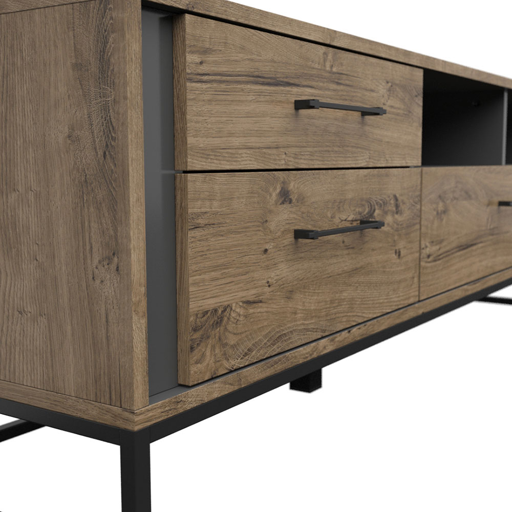 Meuble TV LUTON graphite/ marron chêne ribbeck marron 3 tiroirs