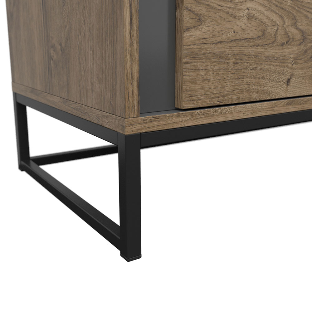 Meuble TV LUTON graphite/ marron chêne ribbeck marron 3 tiroirs