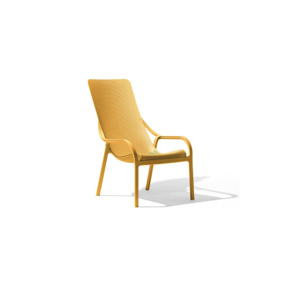 Chaise polypropylène et fibre de verre traité anti UV NET lounge Jaune senape 99x61,5x90 cm.