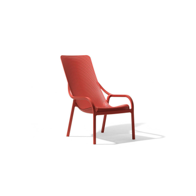 Chaise polypropylène et fibre de verre traité anti UV NET lounge Rouge corallo 99x61,5x90 cm.