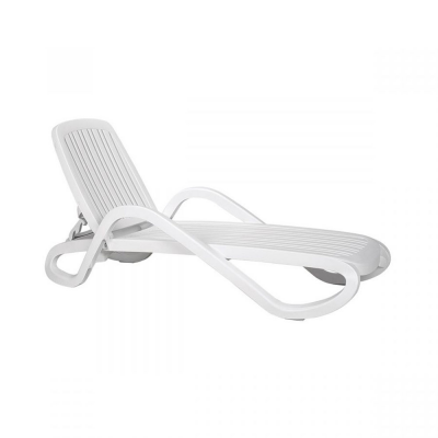 Chaise longue polypropylène et fibre de verre traité anti UV EDEN Blanc 85x170-194,5x71 cm