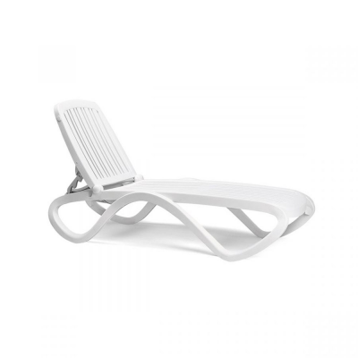 Chaise longue polypropylène et fibre de verre traité anti UV TROPICO Blanc 91x170-194,5x69 cm.