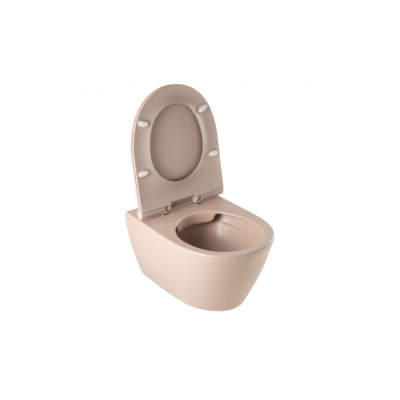 Cuvette suspendue rimflush céramique SANLIFE taupe avec abattant Clipoff slow close 38x64x56 cm