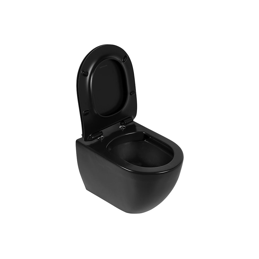 Cuvette suspendue rimflush céramique SANIBOLD noir mat avec abattant slow close 35.5x40.8x50.5 cm