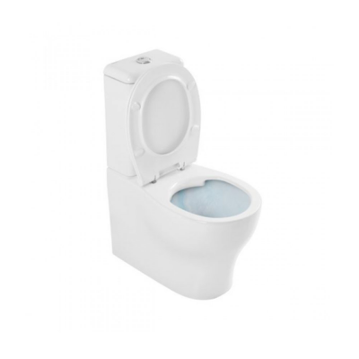 Pack cuvette rimflush céramique SANPROJECT blanc avec abattant slow close S/V et alimentation par dessous du réservoir 37x84x64